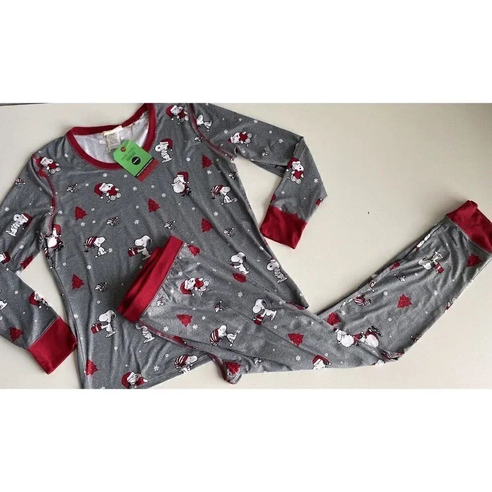 Munki Munki‎ Snoopy Peanuts Women’s Sz XL Pajama Pj Set Christmas Holidays NEW
